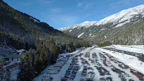 Parking lot at Crystal Mountain