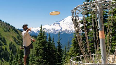 Playing the summit disc golf course