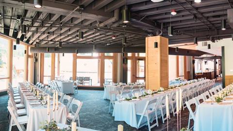 Tables set for a wedding at Crystal